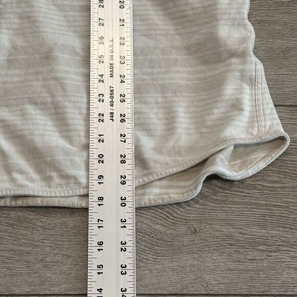 Linksoul Shirt Jacket Mens XXL Beige Stripe Shacket Long Sleeve Button Down - Picture 4 of 8